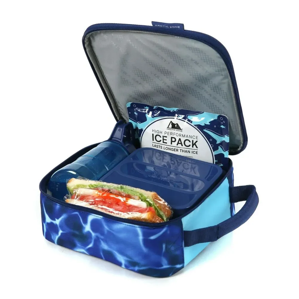 Arctic Zone Lunch Box Combo Thermal Insulation Dark Waters Blue School Lunch Bag